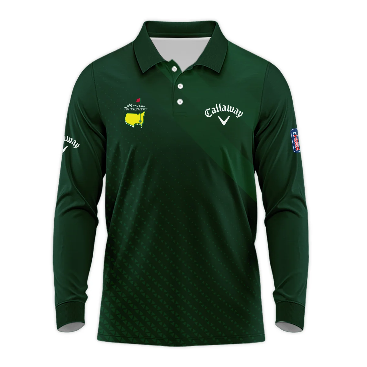 Callaway Gradient Dark Green Abstract Pattern Masters Tournament Long Polo Shirt Style Classic Long Polo Shirt For Men