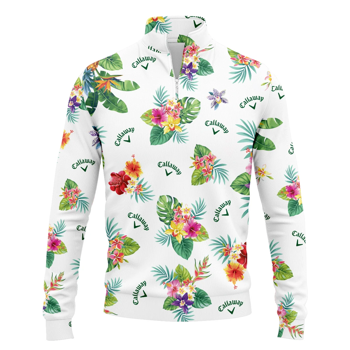 Callaway Hawaiian Flower Quarter-Zip Jacket Style Classic Quarter-Zip Jacket