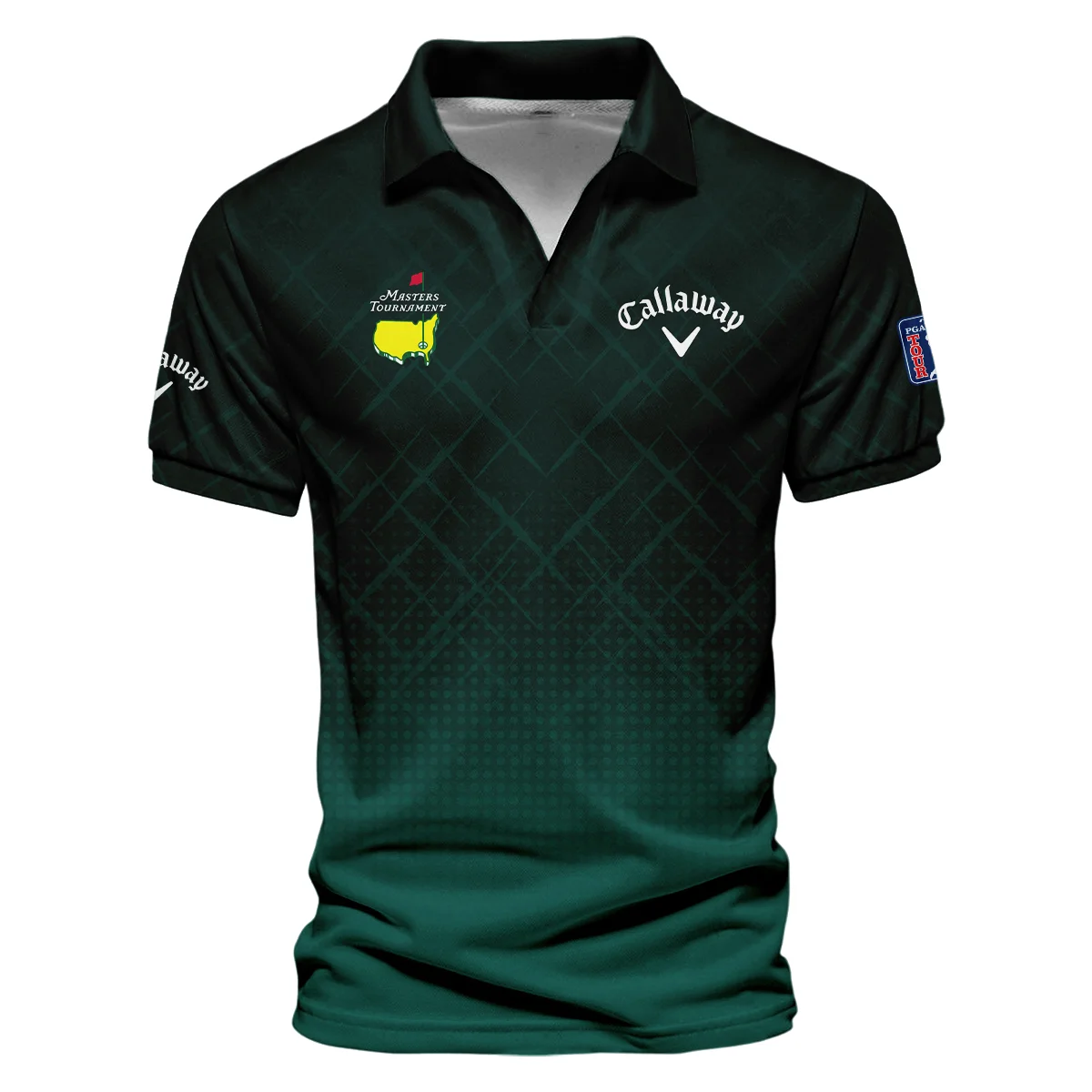 Callaway Masters Tournament Sport Jersey Pattern Dark Green Vneck Polo Shirt Style Classic Polo Shirt For Men