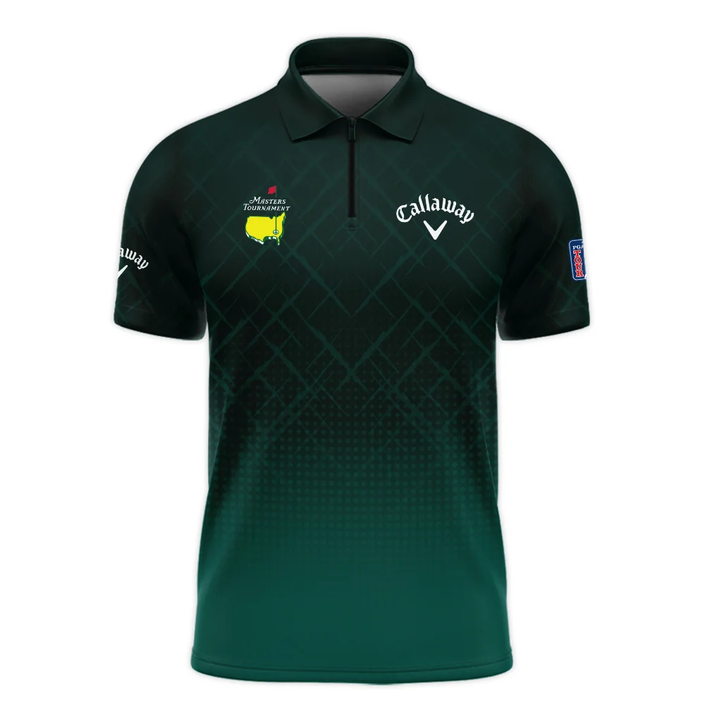 Callaway Masters Tournament Sport Jersey Pattern Dark Green Zipper Polo Shirt Style Classic Zipper Polo Shirt For Men