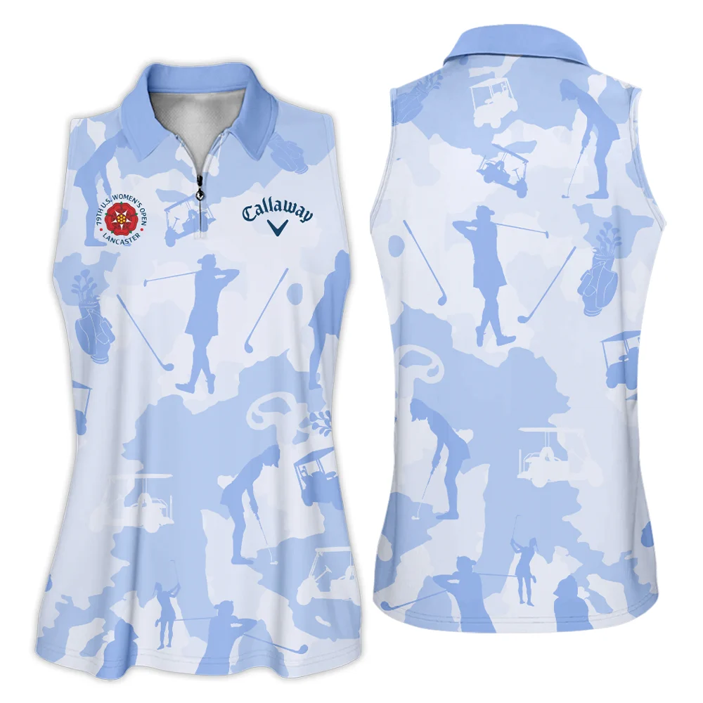 Camo Blue Color 79th U.s. Women Open Lancaster, Callaway Zipper Sleeveless Polo Shirt Golf Sport Zipper Sleeveless Polo Shirt