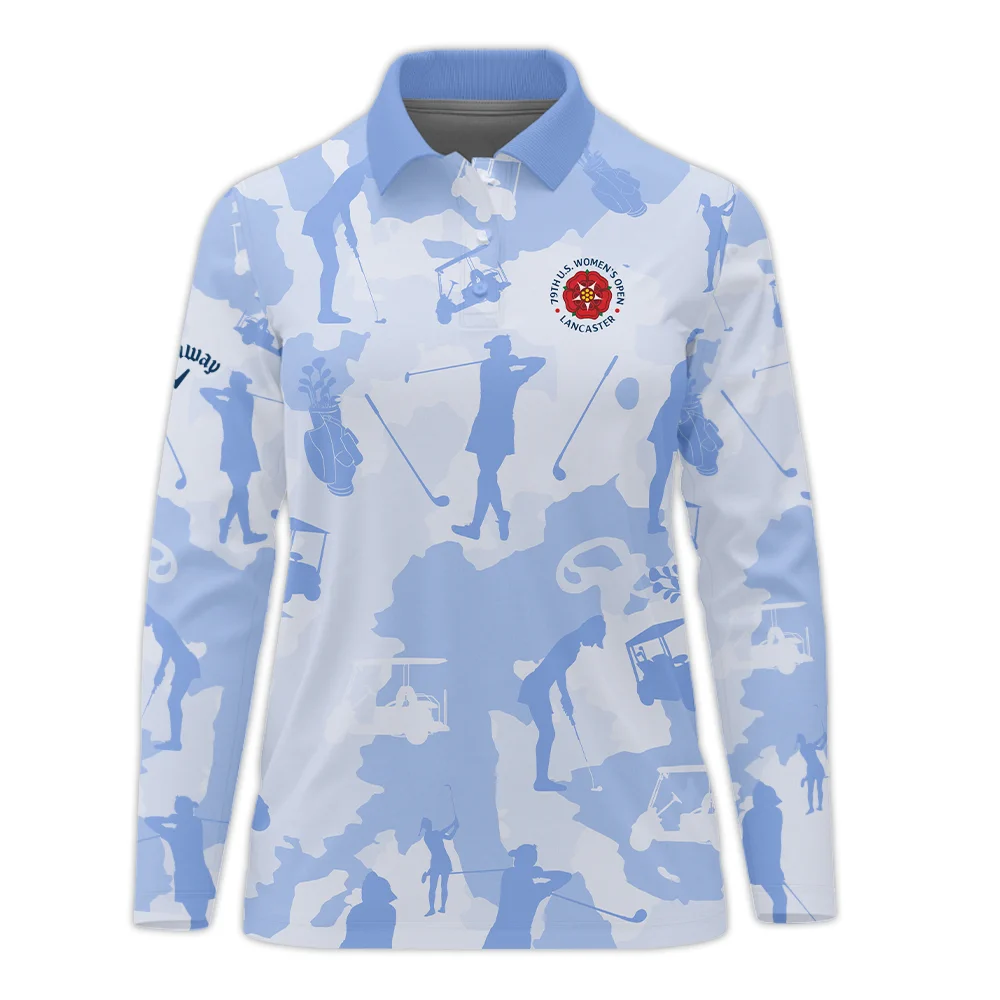 Camo Blue Color 79th U.S. Women’s Open Lancaster Callaway Long Polo Shirt Golf Sport All Over Print Long Polo Shirt For Woman