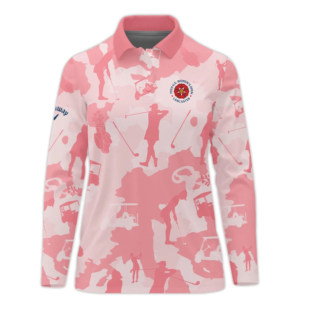 Camo Pink Color 79th U.S. Women’s Open Lancaster Callaway Long Polo Shirt Golf Sport All Over Print Long Polo Shirt For Woman