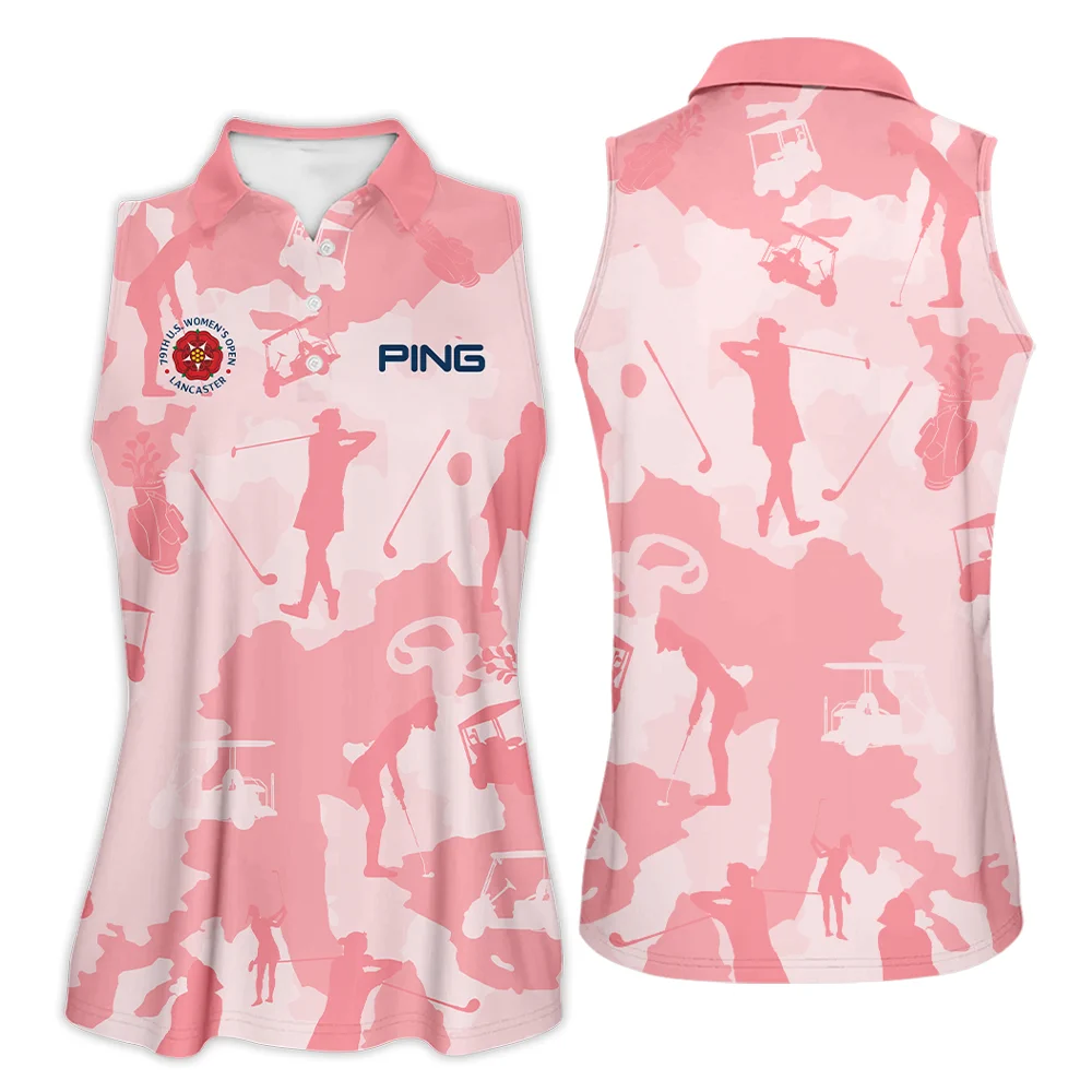 Camo Pink Color 79th U.S. Women’s Open Lancaster Ping Sleeveless Polo Shirt Golf Sport All Over Print Sleeveless Polo Shirt For Woman