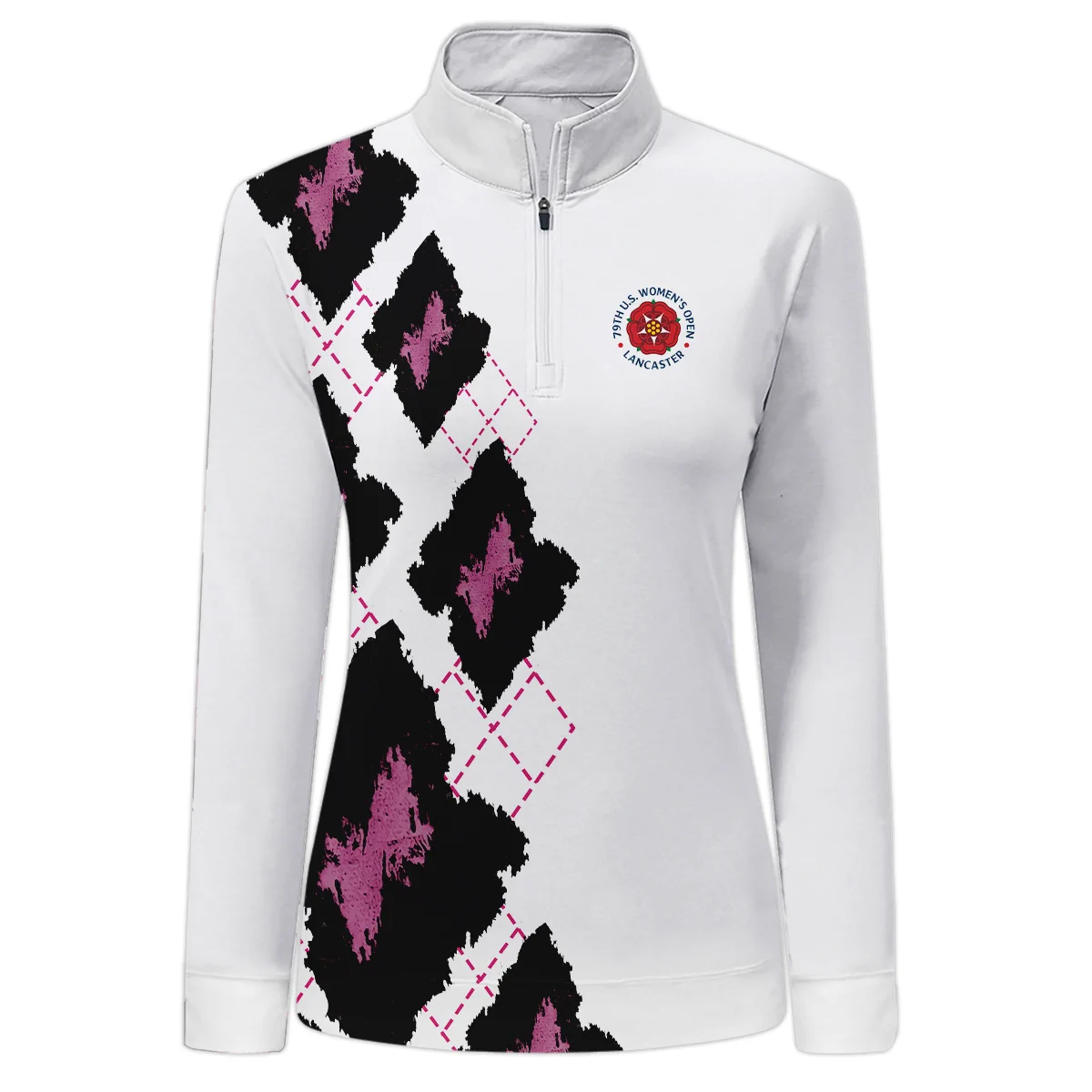 Clasic Style Golf Pattern 79th U.S. Women’s Open Lancaster Quarter-Zip Women Pink Color All Over Print Quarter-Zip For Woman