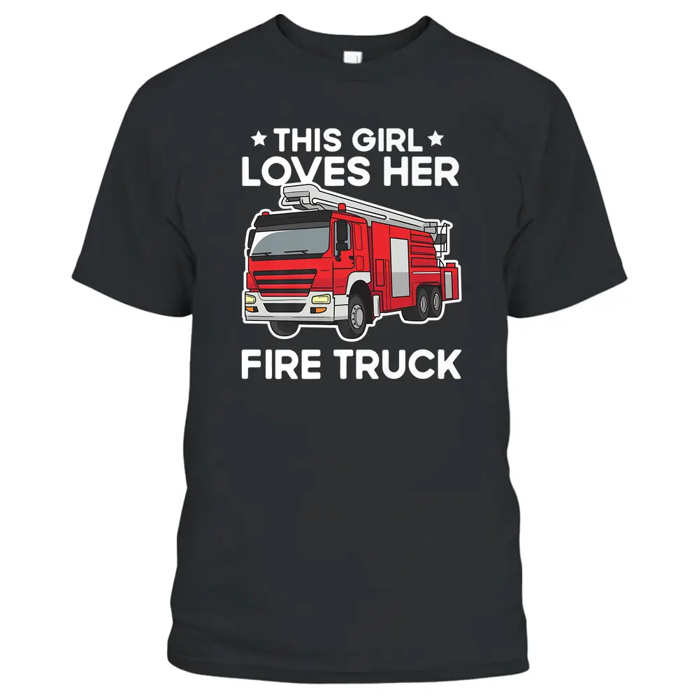 Cool Fire Truck Art For Girls Kids Firetruck Firefighter T-Shirt