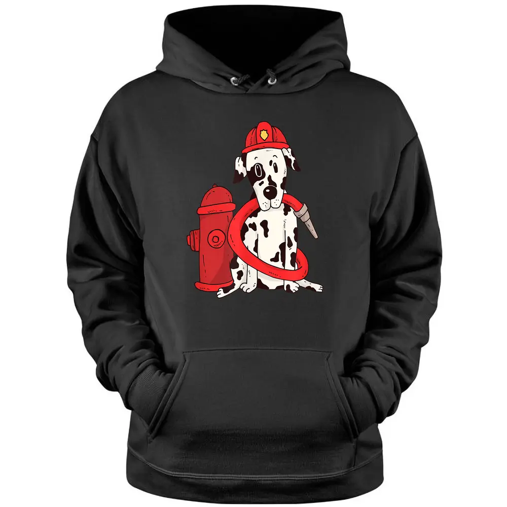 Dalmatian Firefighter Funny Dalmatian Firefighter Fireman Pullover Hoodie