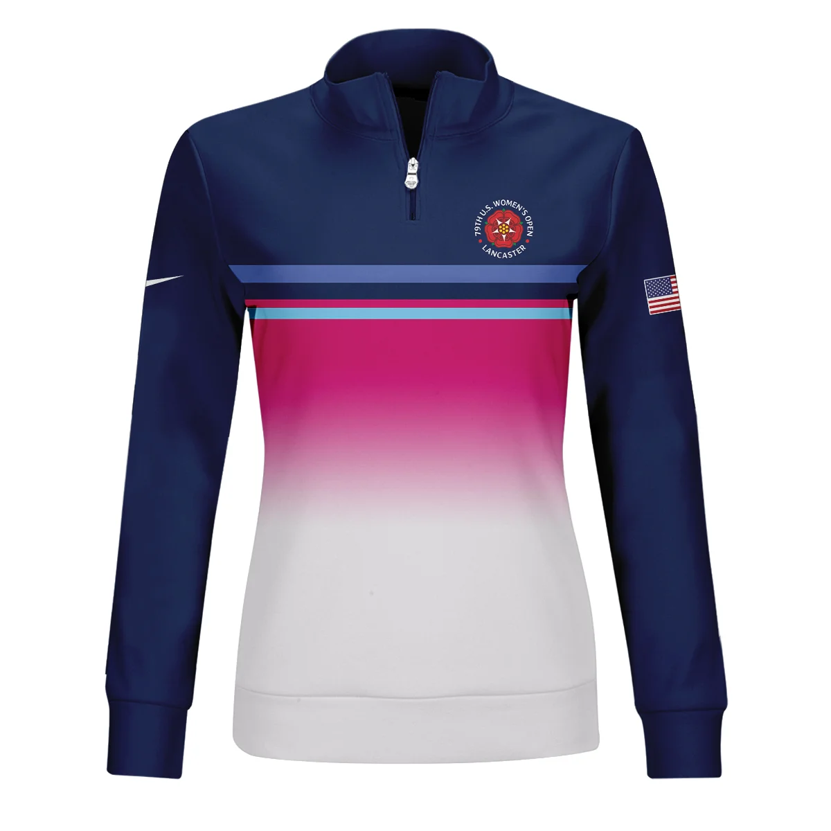 Dark Blue Pink White Line Nike 79th U.S. Women’s Open Lancaster Quater Zip Women