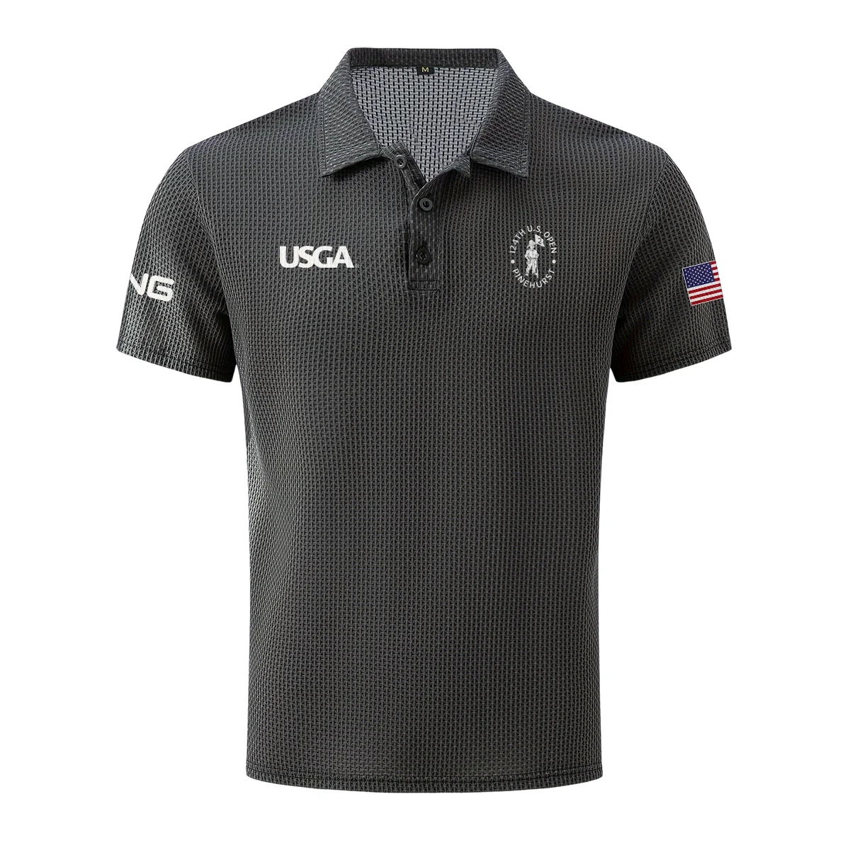 Dark Gray Ping 124th U.S. Open Pinehurst Mesh Comfy Men’s Stretch Solid Short Sleeve Lapel Golf Shirt