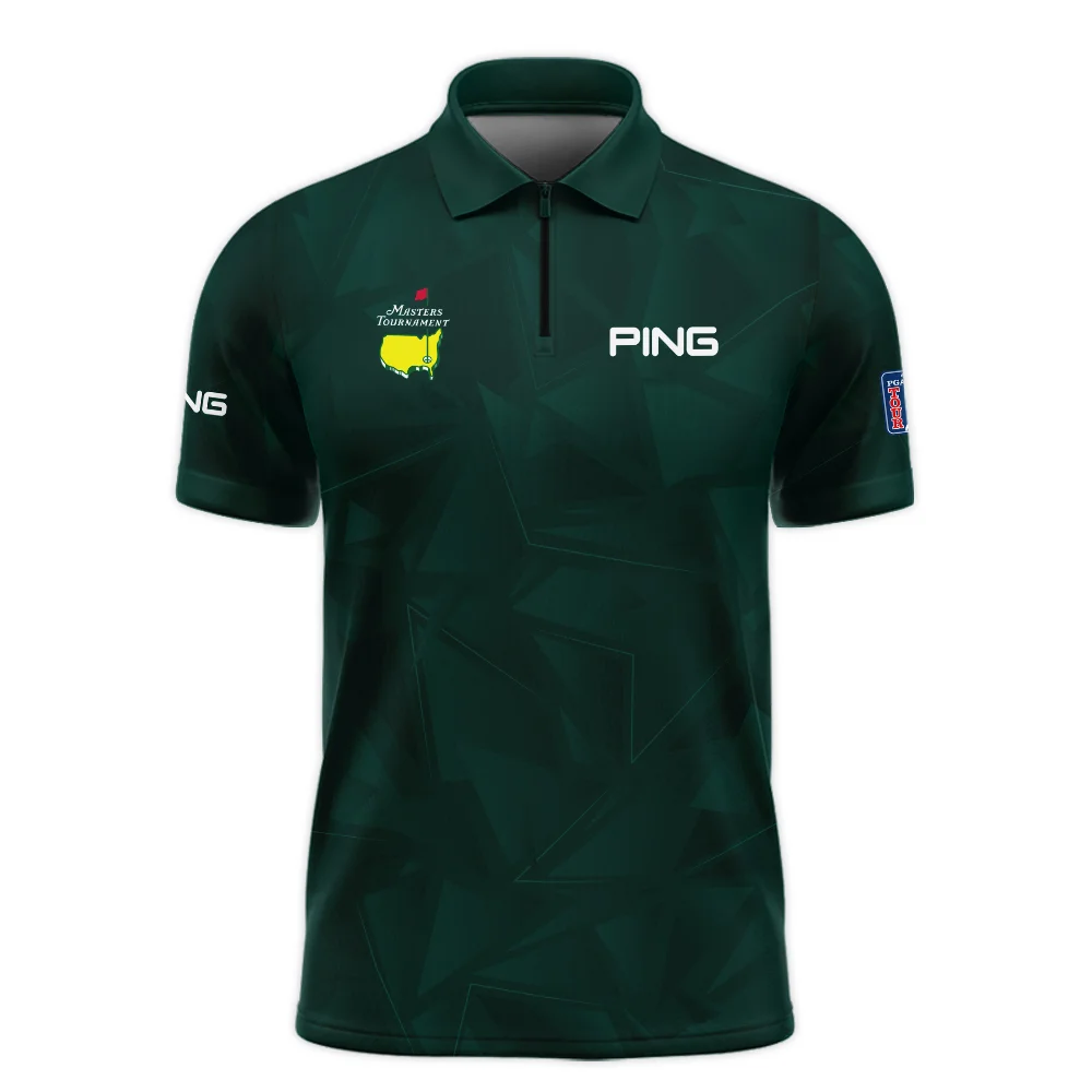 Dark Green Abstract Sport Masters Tournament Ping Zipper Polo Shirt Style Classic Zipper Polo Shirt For Men