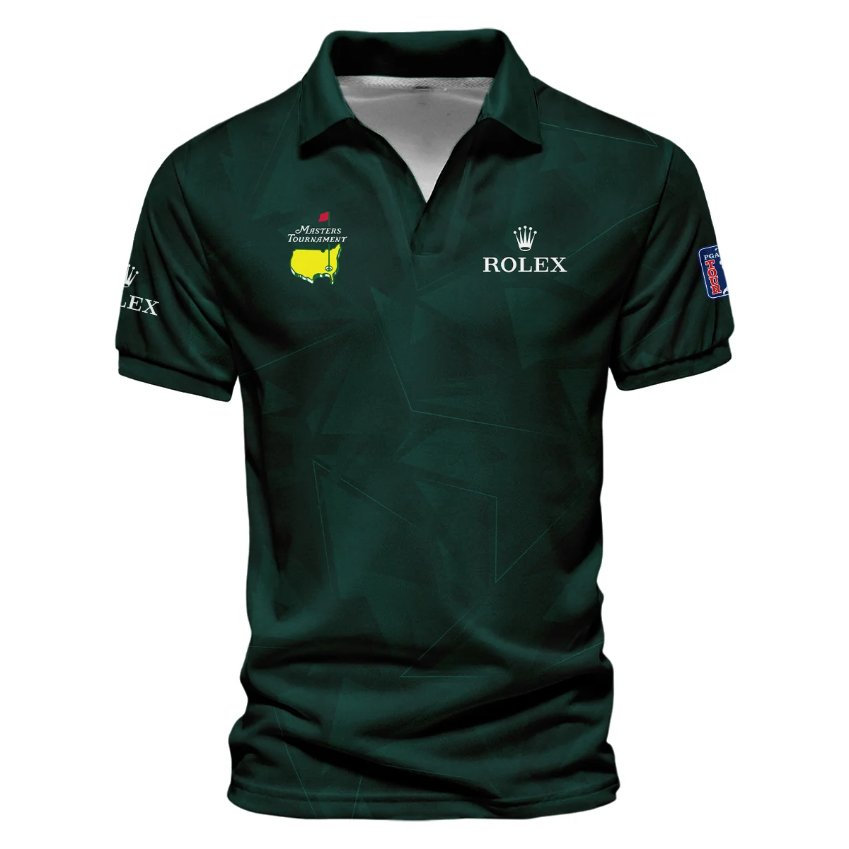 Dark Green Abstract Sport Masters Tournament Rolex Vneck Polo Shirt Style Classic Polo Shirt For Men