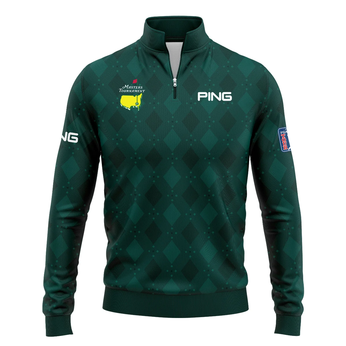 Dark Green Argyle Plaid Pattern Golf Masters Tournament Ping Quarter-Zip Jacket Style Classic Quarter-Zip Jacket