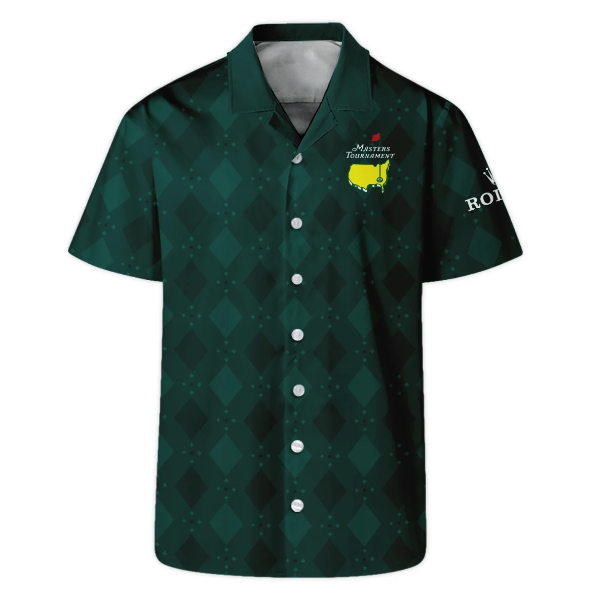 Dark Green Argyle Plaid Pattern Golf Masters Tournament Rolex Hawaiian Shirt Style Classic Oversized Hawaiian Shirt