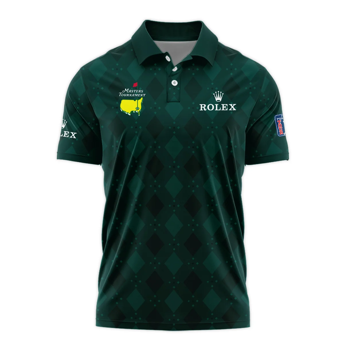 Dark Green Argyle Plaid Pattern Golf Masters Tournament Rolex Polo Shirt Style Classic Polo Shirt For Men