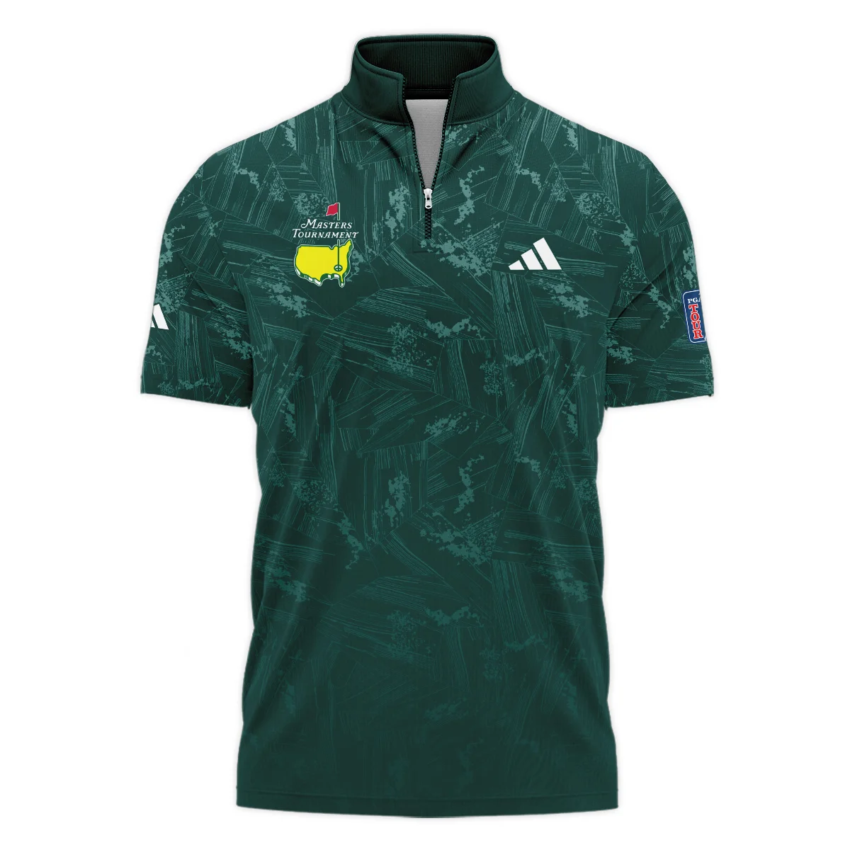 Dark Green Background Masters Tournament Adidas Style Classic, Short Sleeve Polo Shirts Quarter-Zip Casual Slim Fit Mock Neck Basic