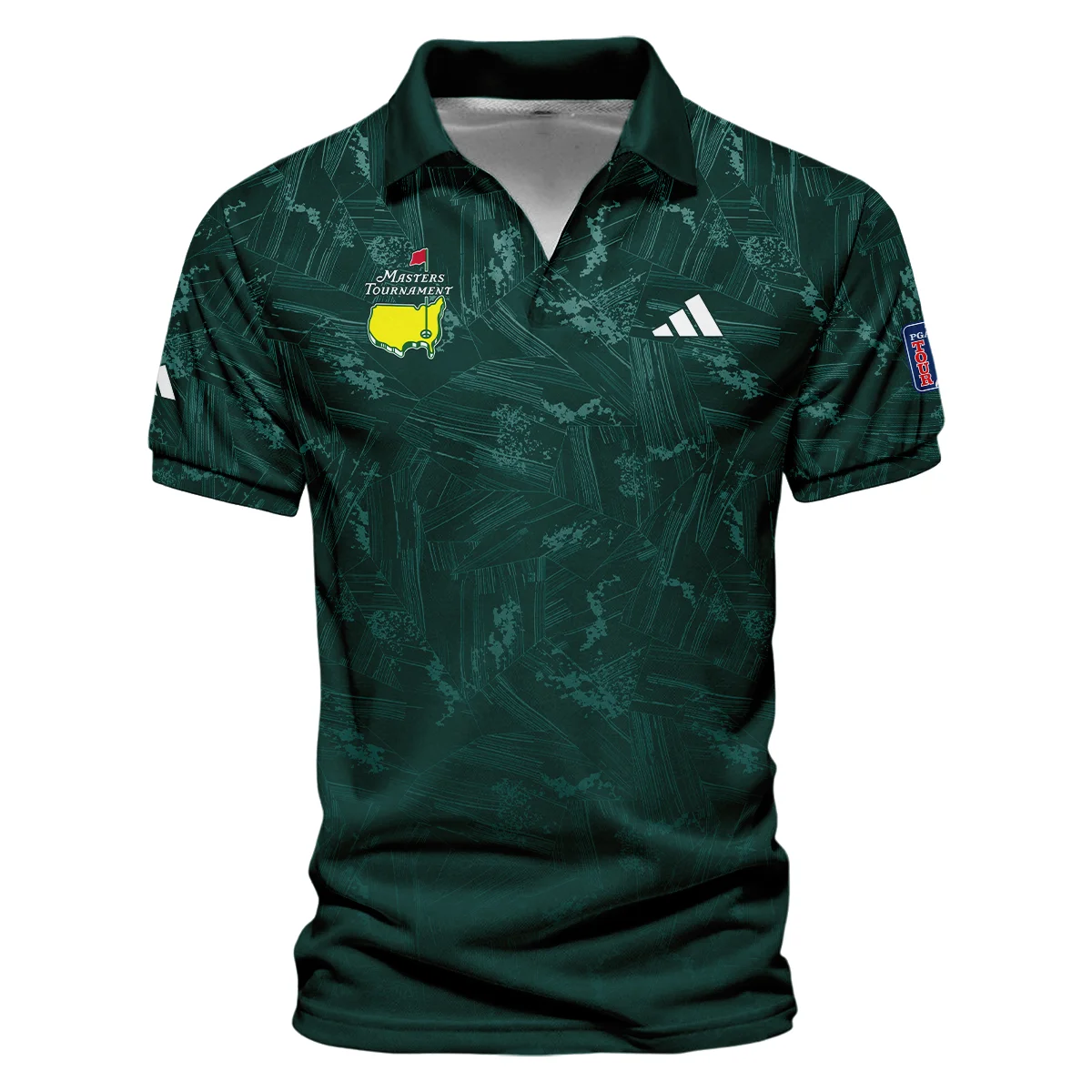 Dark Green Background Masters Tournament Adidas Vneck Polo Shirt Style Classic Polo Shirt For Men