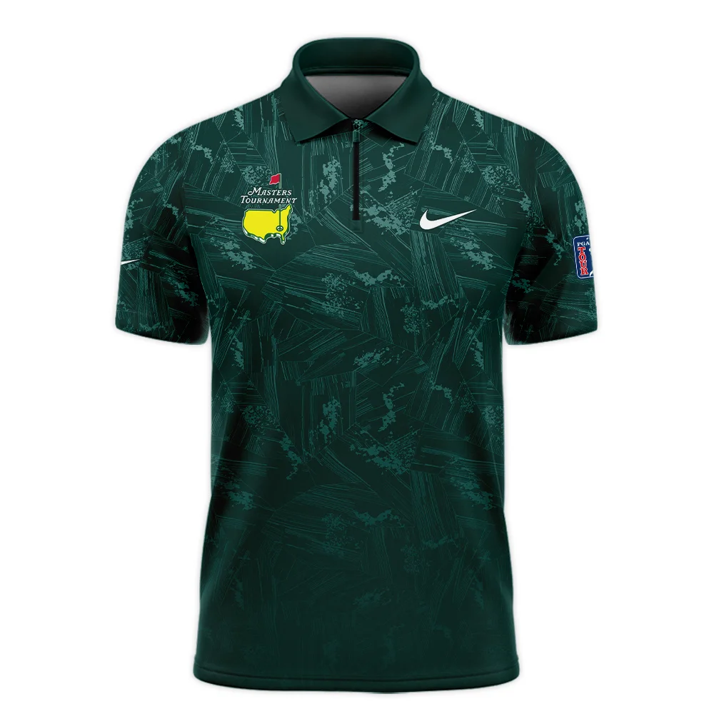 Dark Green Background Masters Tournament Nike Zipper Polo Shirt Style Classic Zipper Polo Shirt For Men