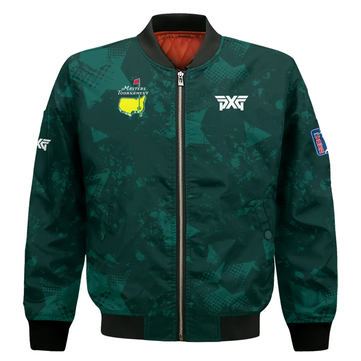 Dark Green Grunge Stars Pattern Golf Masters Tournament Bomber Jacket Style Classic Bomber Jacket