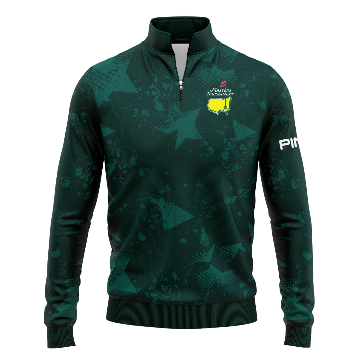 Dark Green Grunge Stars Pattern Golf Masters Tournament Ping Quarter-Zip Jacket Style Classic Quarter-Zip Jacket