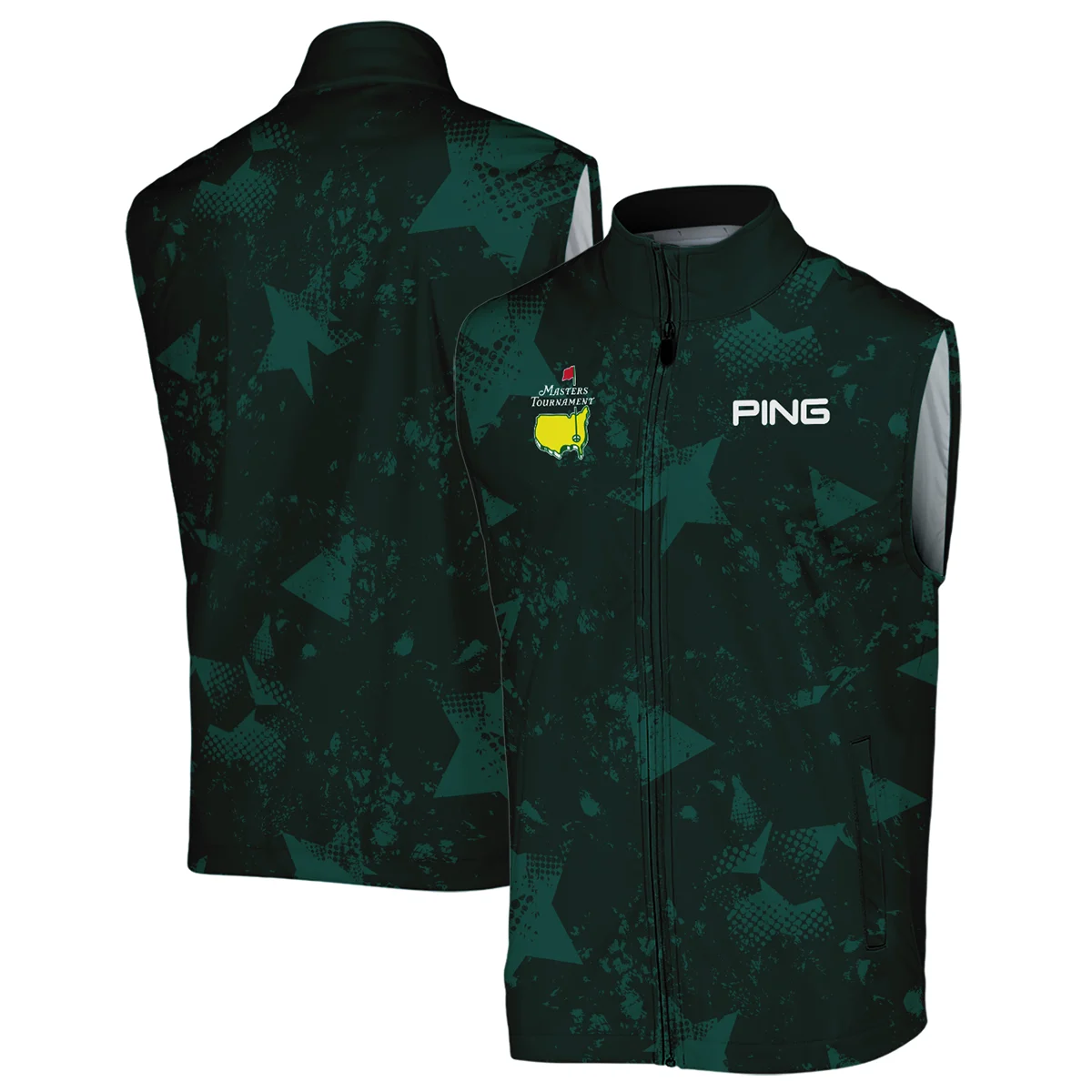 Dark Green Grunge Stars Pattern Golf Masters Tournament Ping Sleeveless Jacket Style Classic Sleeveless Jacket