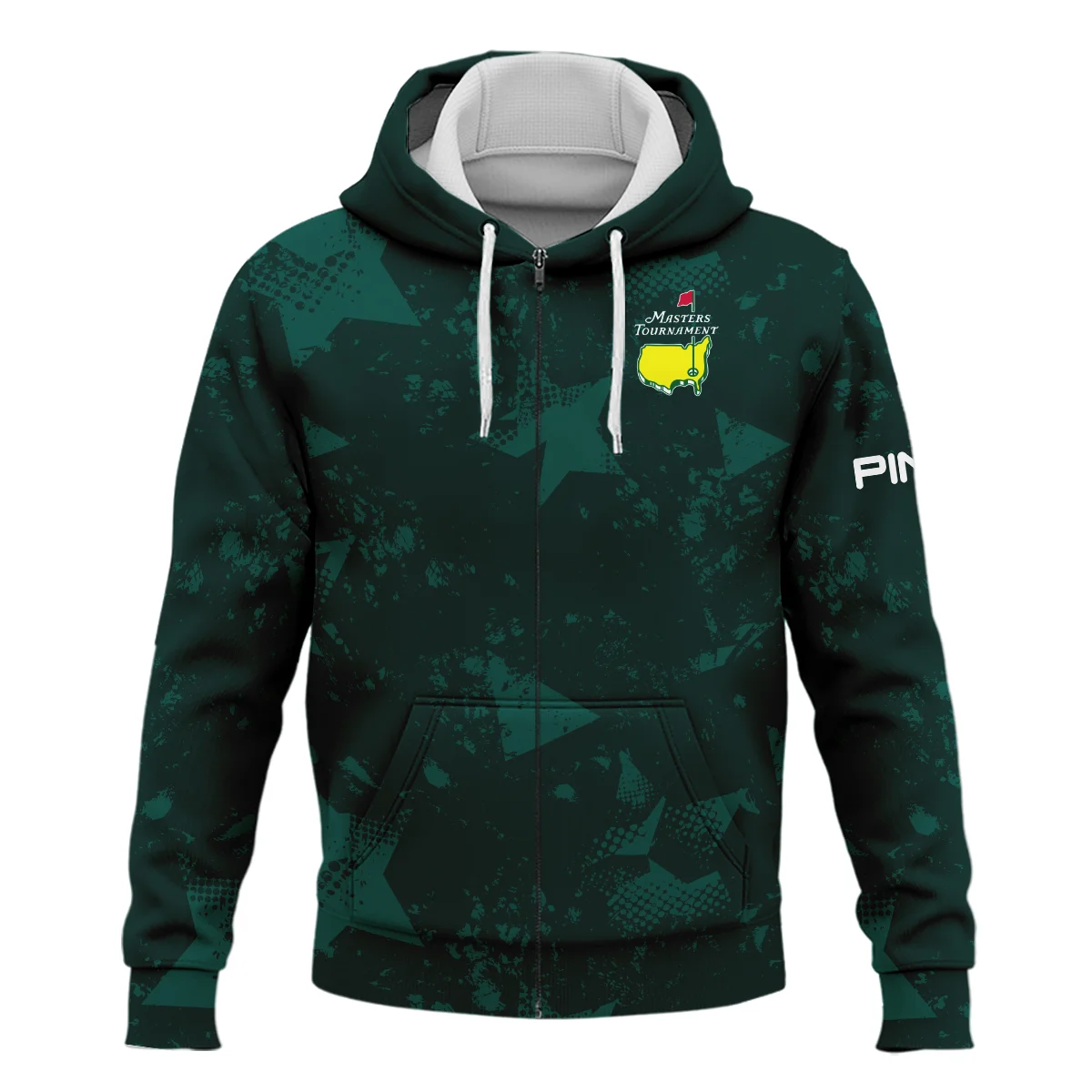 Dark Green Grunge Stars Pattern Golf Masters Tournament Ping Zipper Hoodie Shirt Style Classic Zipper Hoodie Shirt