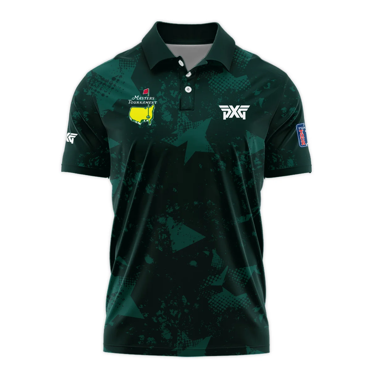 Dark Green Grunge Stars Pattern Golf Masters Tournament Polo Shirt Style Classic Polo Shirt For Men