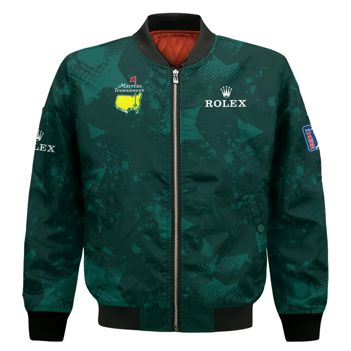 Dark Green Grunge Stars Pattern Golf Masters Tournament Rolex Bomber Jacket Style Classic Bomber Jacket