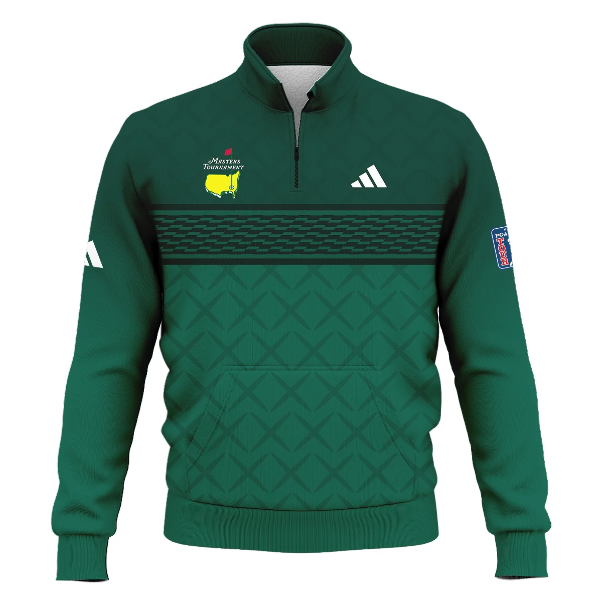 Dark Green Pattern Sublimation Sport Masters Tournament Adidas Style Classic Quarter Zipped Sweatshirt