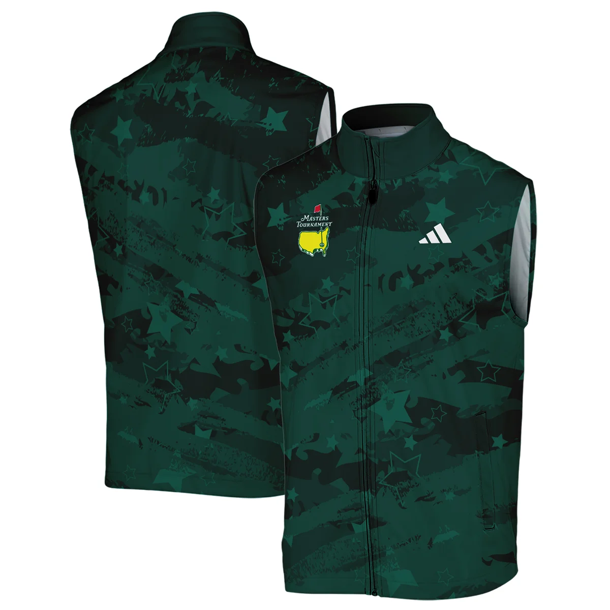 Dark Green Stars Pattern Grunge Background Masters Tournament Adidas Sleeveless Jacket Style Classic Sleeveless Jacket