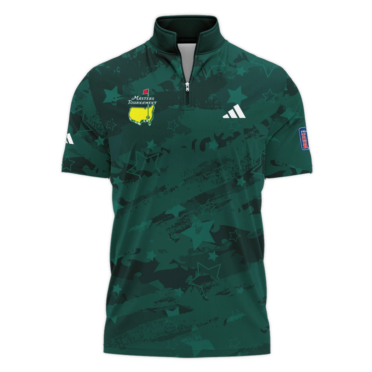 Dark Green Stars Pattern Grunge Background Masters Tournament Adidas Style Classic, Short Sleeve Polo Shirts Quarter-Zip Casual Slim Fit Mock Neck Basic