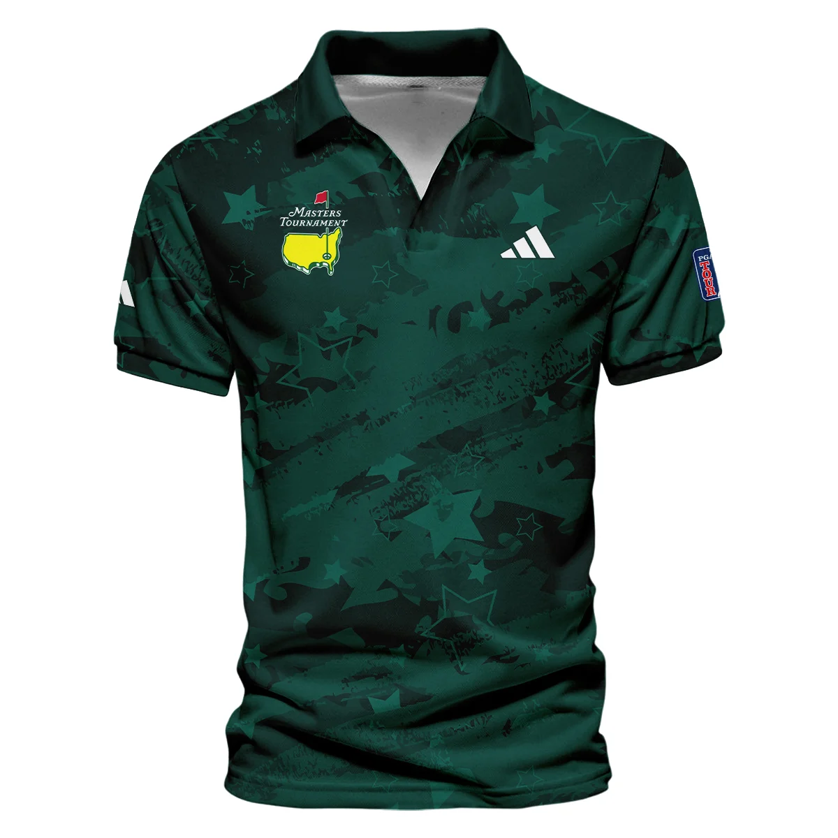 Dark Green Stars Pattern Grunge Background Masters Tournament Adidas Vneck Polo Shirt Style Classic Polo Shirt For Men