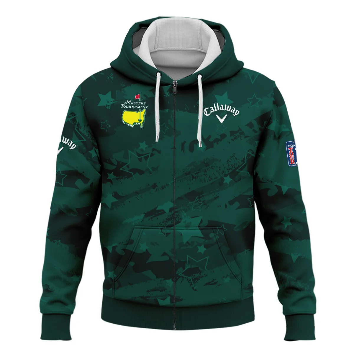 Dark Green Stars Pattern Grunge Background Masters Tournament Callaway Zipper Hoodie Shirt Style Classic Zipper Hoodie Shirt