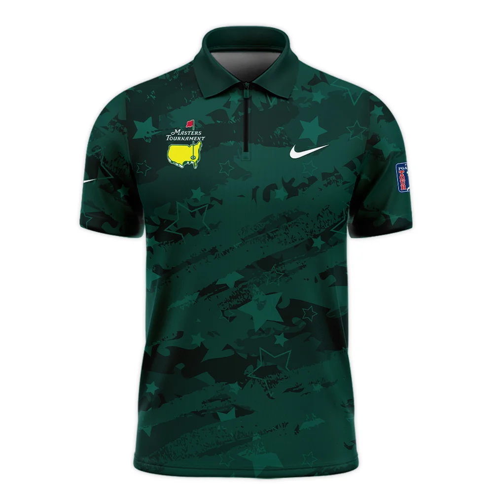 Dark Green Stars Pattern Grunge Background Masters Tournament Nike Zipper Polo Shirt Style Classic Zipper Polo Shirt For Men