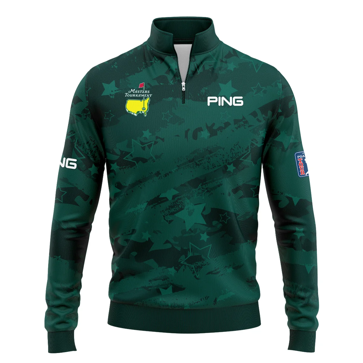 Dark Green Stars Pattern Grunge Background Masters Tournament Ping Quarter-Zip Jacket Style Classic Quarter-Zip Jacket