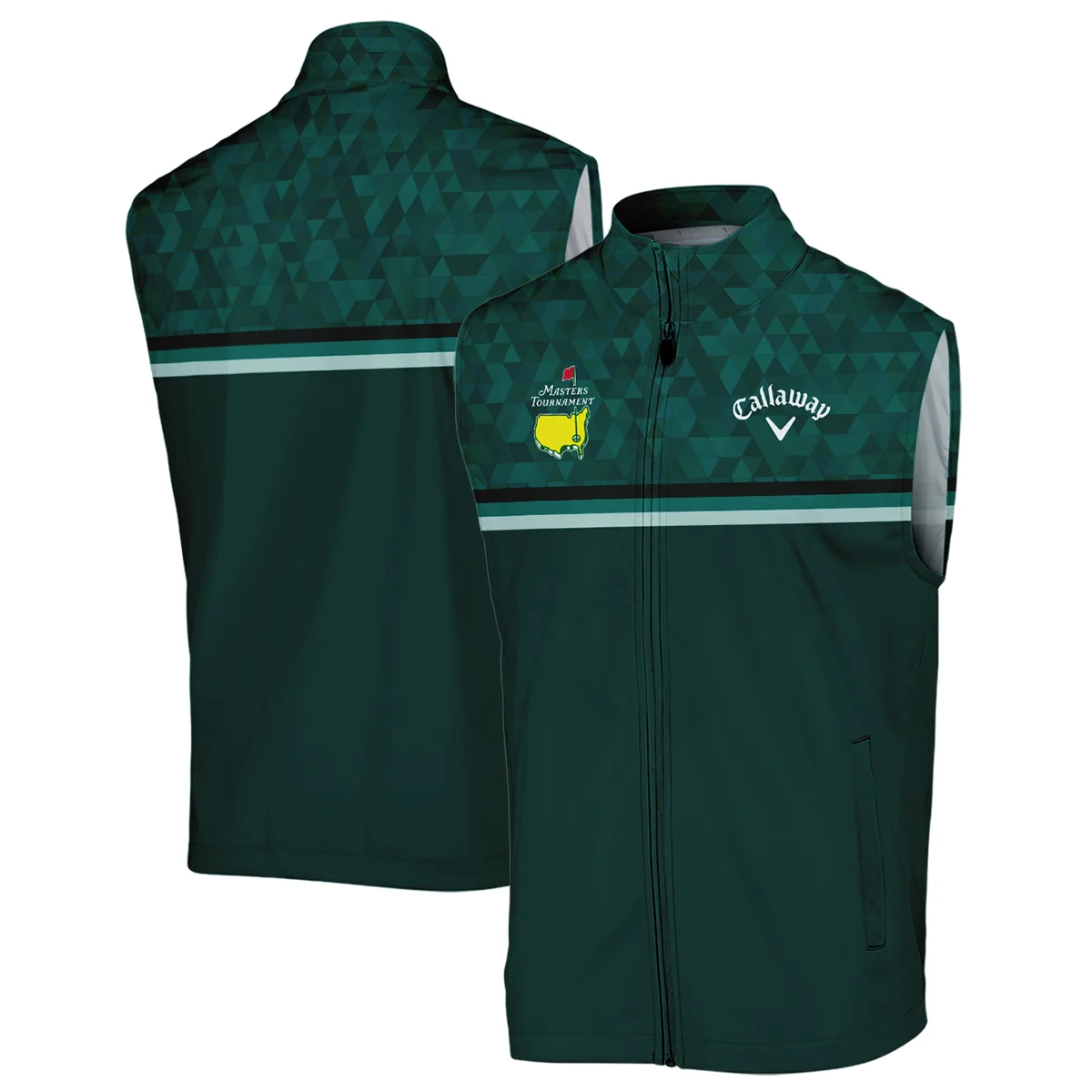 Dark Green Triangle Mosaic Pattern Masters Tournament Callaway Sleeveless Jacket Style Classic Sleeveless Jacket