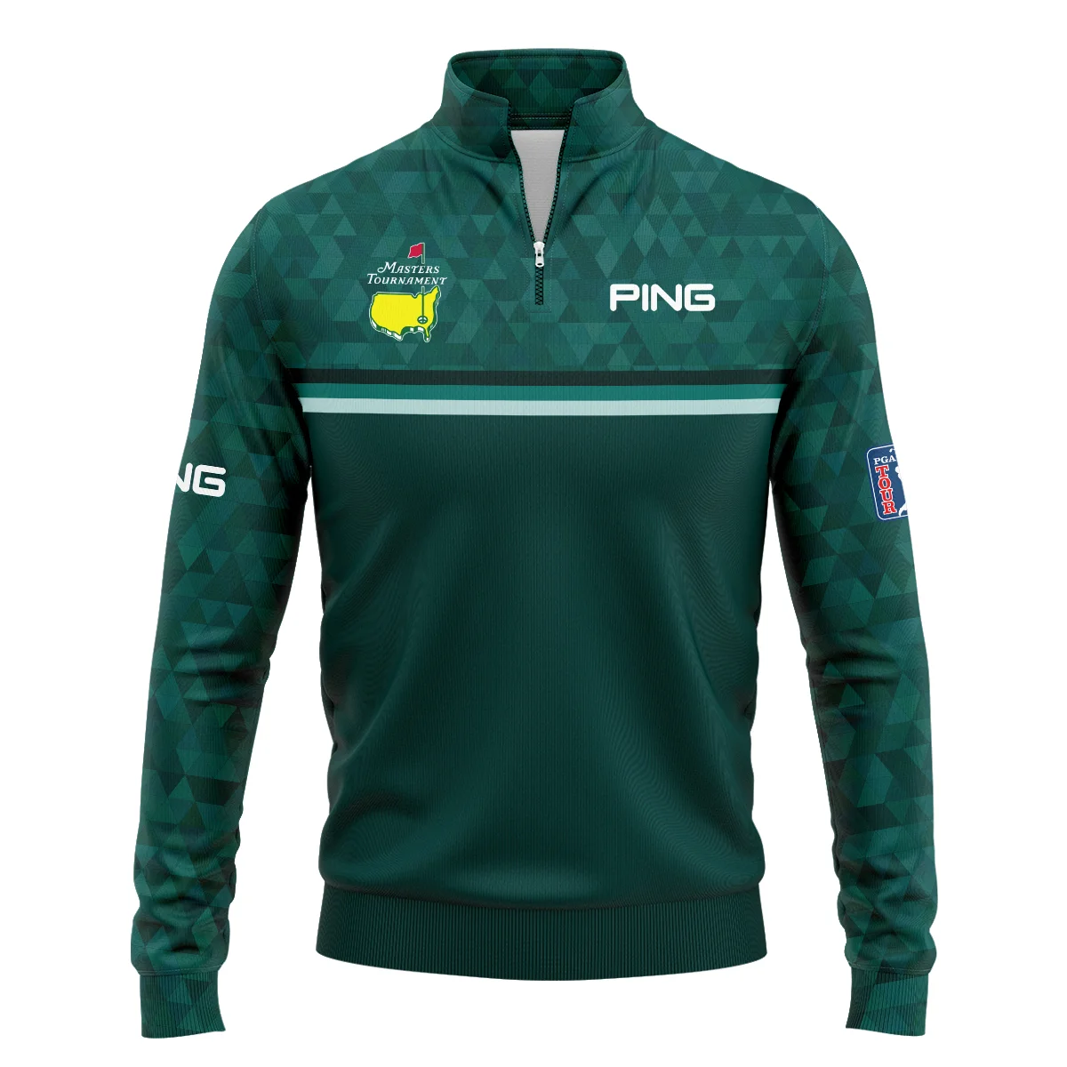 Dark Green Triangle Mosaic Pattern Masters Tournament Ping Quarter-Zip Jacket Style Classic Quarter-Zip Jacket