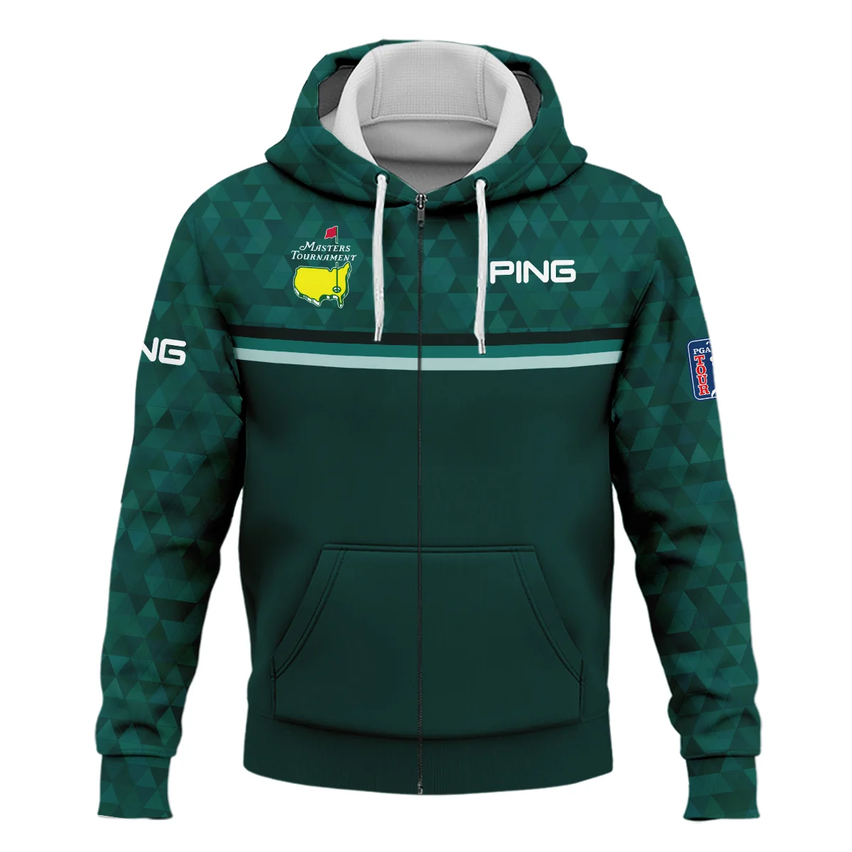 Dark Green Triangle Mosaic Pattern Masters Tournament Ping Zipper Hoodie Shirt Style Classic Zipper Hoodie Shirt