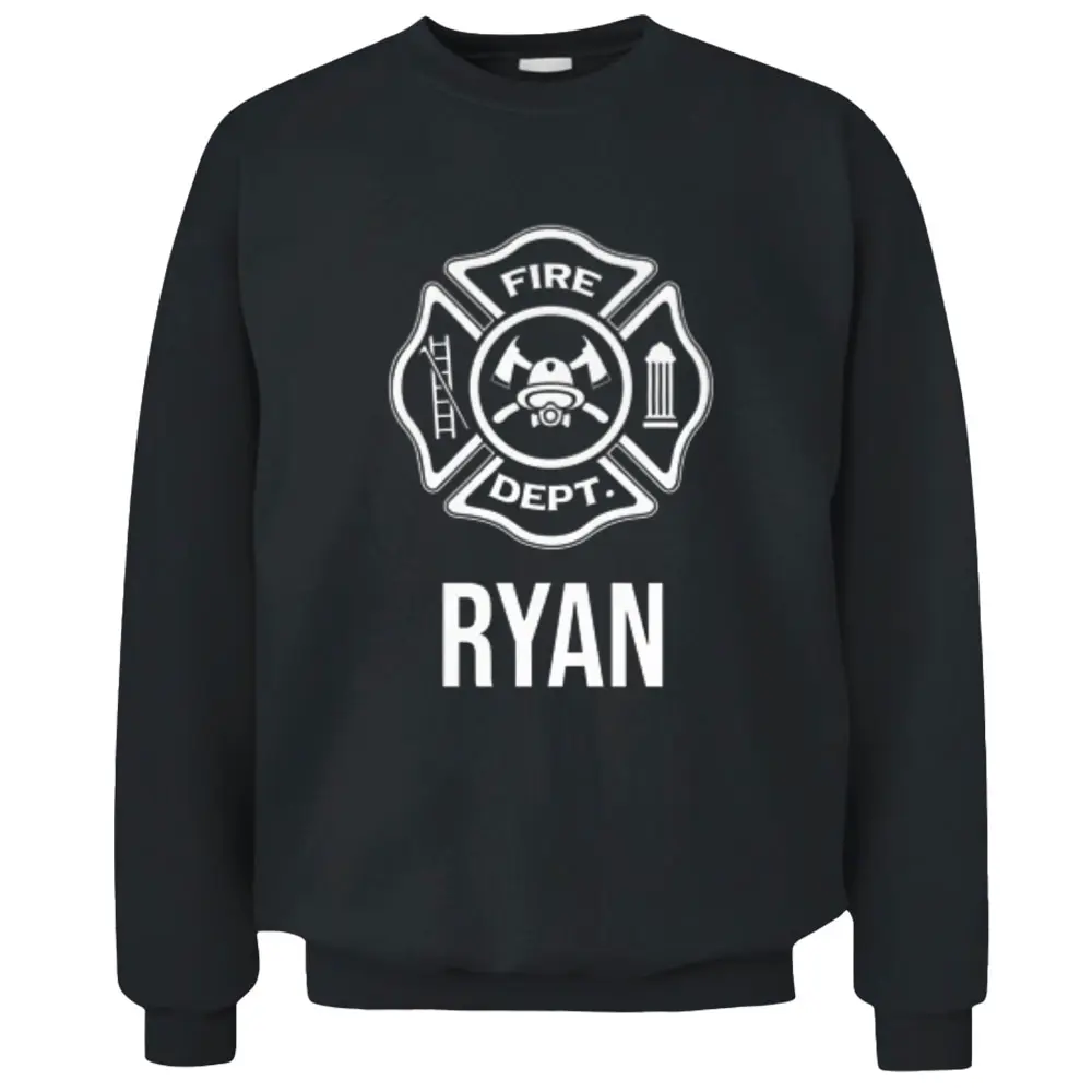 Fireman Ryan Name Firefighter Logo Symbol Pullover Sweatshirt