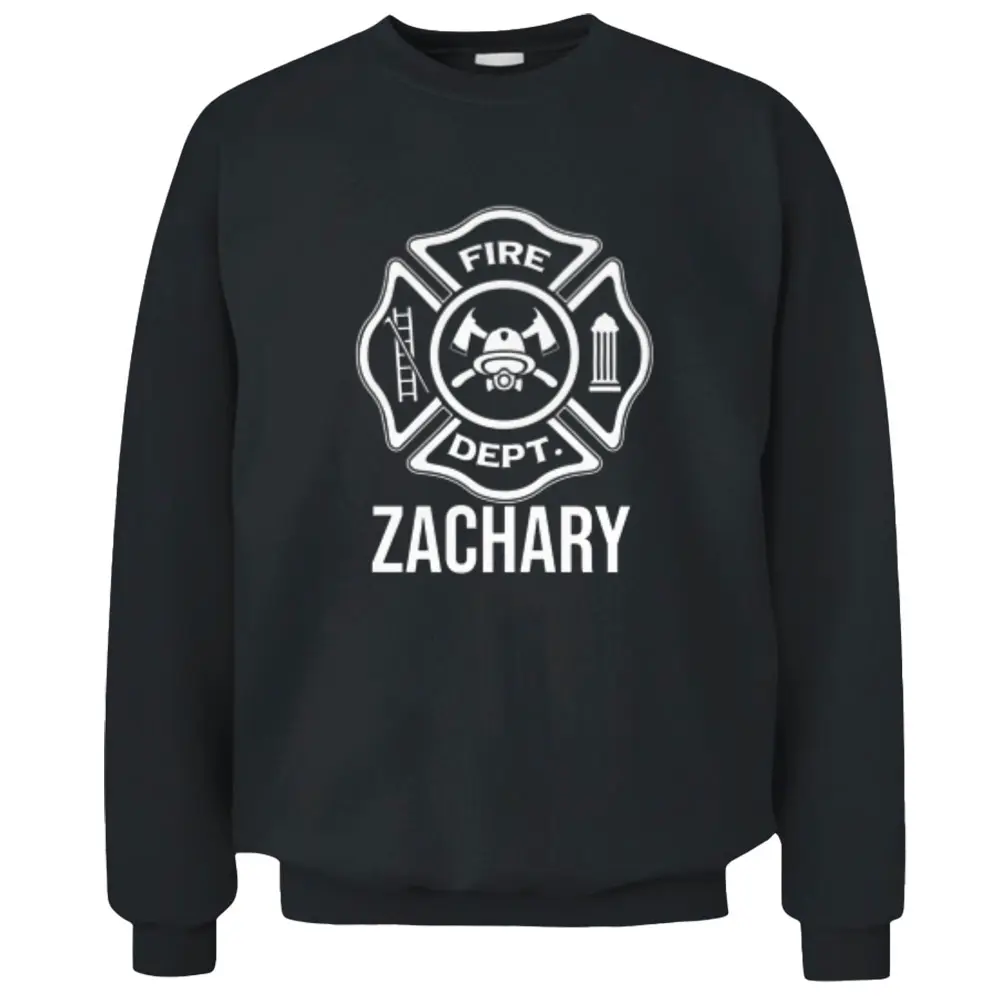 Fireman Zachary Name Firefighter Logo Symbol Pullover Sweatshirt