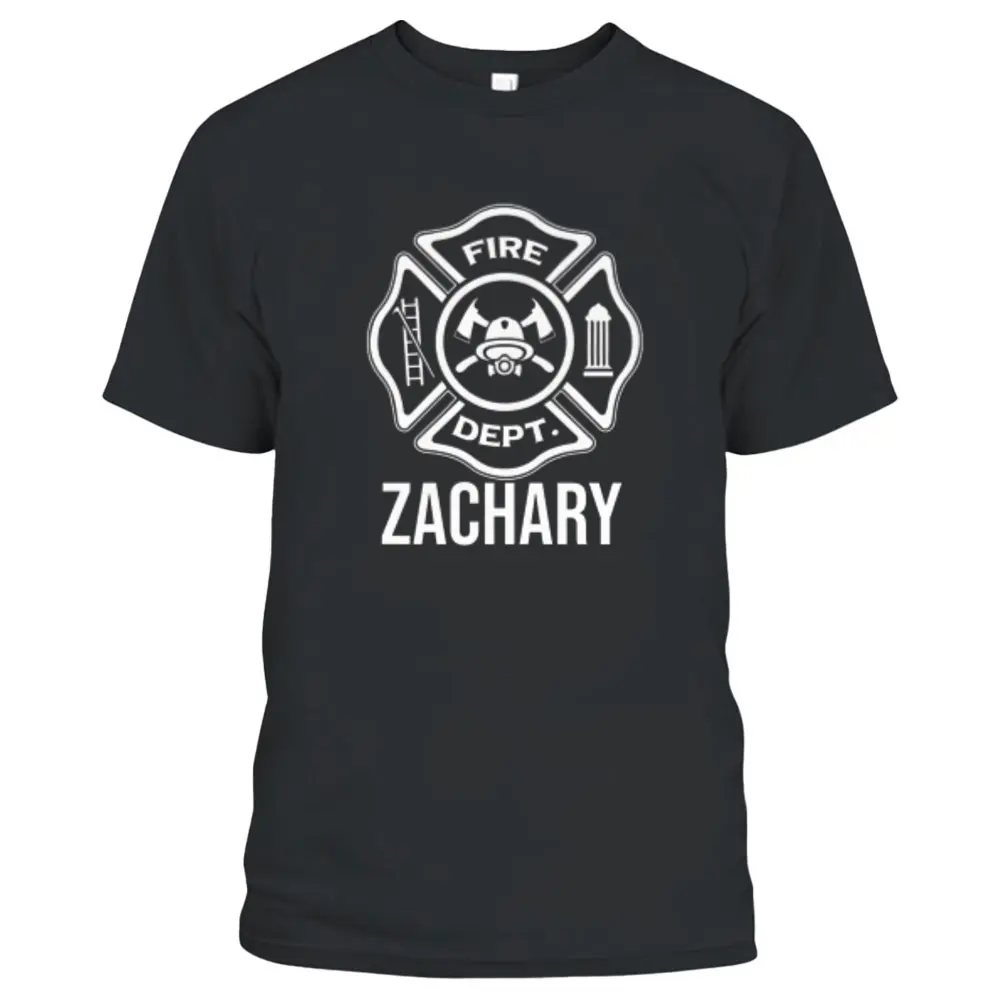 Fireman Zachary Name Firefighter Logo Symbol T-Shirt