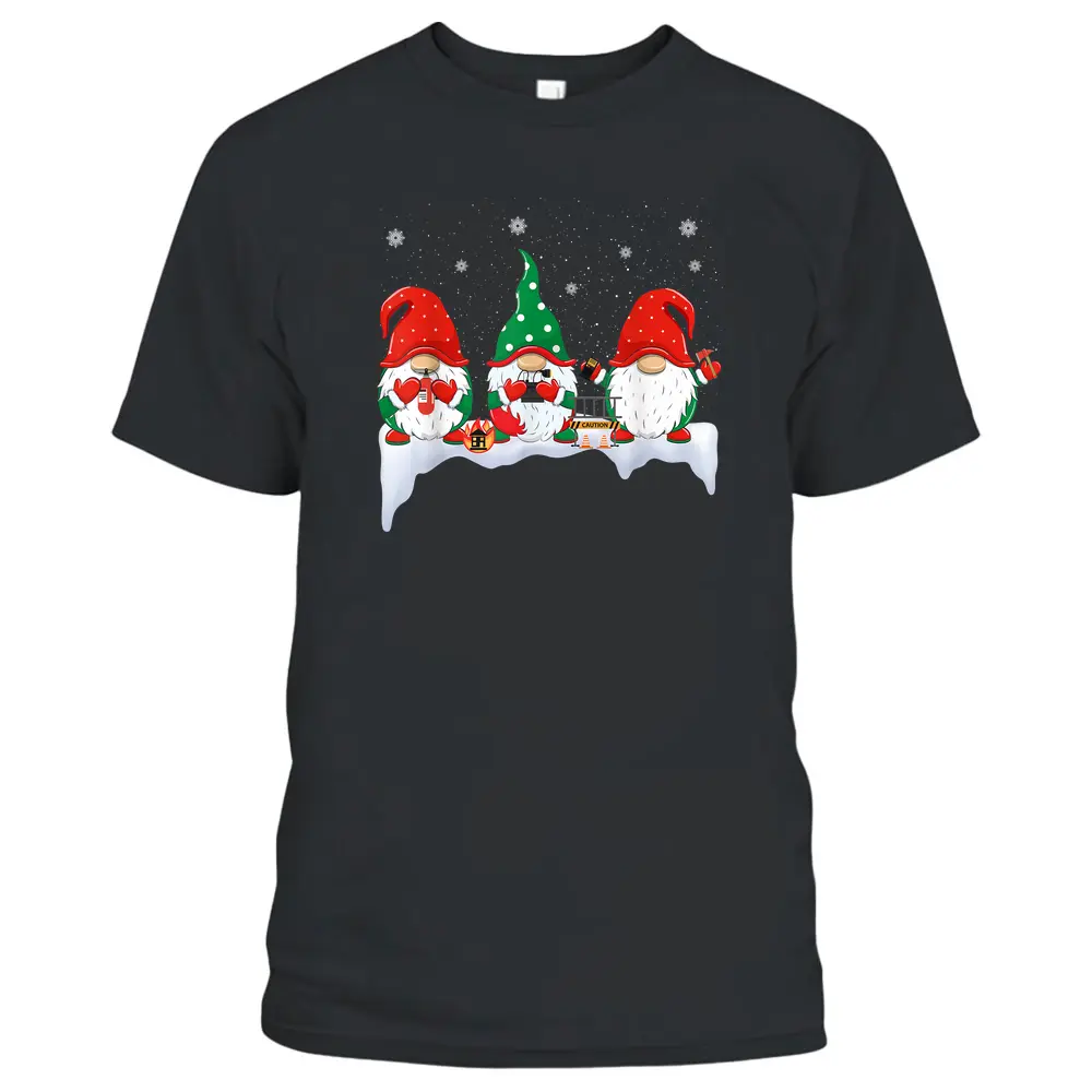 Fun Firefighter Gnomes Christmas Gnomies Firefighter Squad T-Shirt