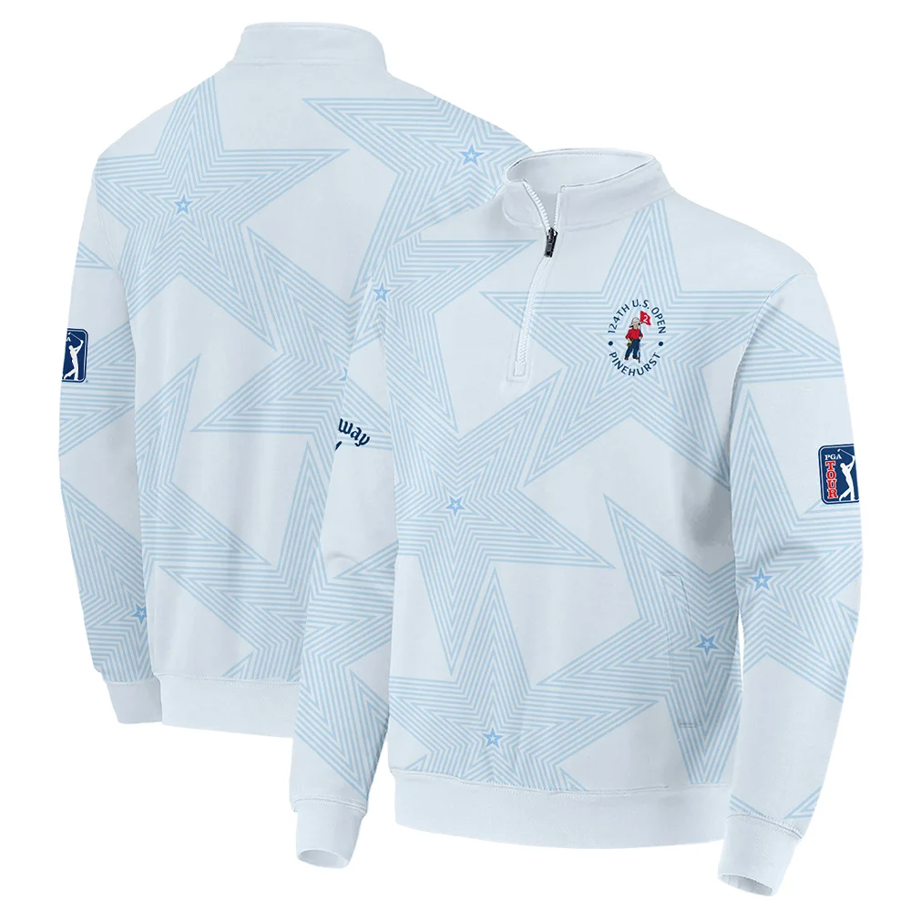 Golf 124th U.S. Open Pinehurst Callaway Quarter-Zip Jacket Stars Light Blue Golf Sports All Over Print Quarter-Zip Jacket