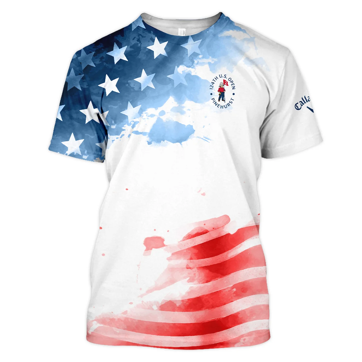 Golf 124th U.S. Open Pinehurst Callaway Unisex T-Shirt US Flag Watercolor Golf Sports All Over Print T-Shirt