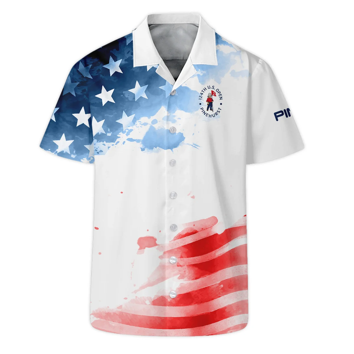 Golf 124th U.S. Open Pinehurst Ping Hawaiian Shirt US Flag Watercolor Golf Sports All Over Print Oversized Hawaiian Shirt