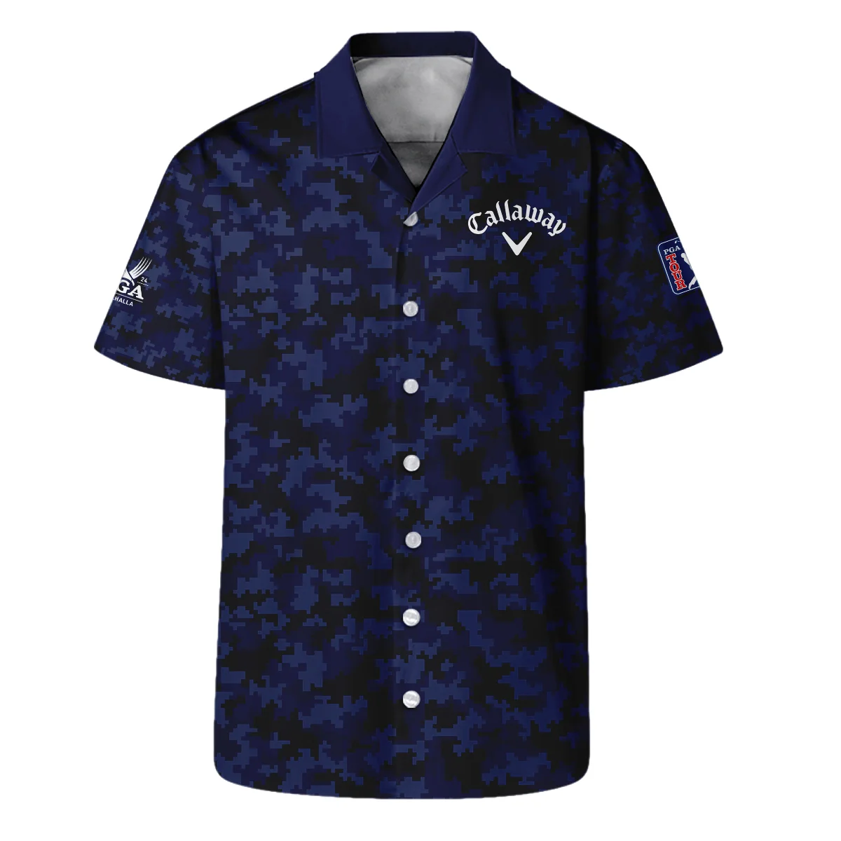 Golf 2024 PGA Championship Callaway Hawaiian Shirt Blue Camouflage Pattern Sport All Over Print Oversized Hawaiian Shirt