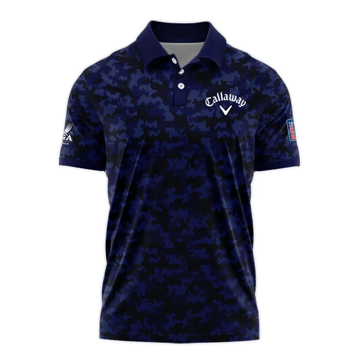 Golf 2024 PGA Championship Callaway Polo Shirt Blue Camouflage Pattern Sport All Over Print Polo Shirt For Men