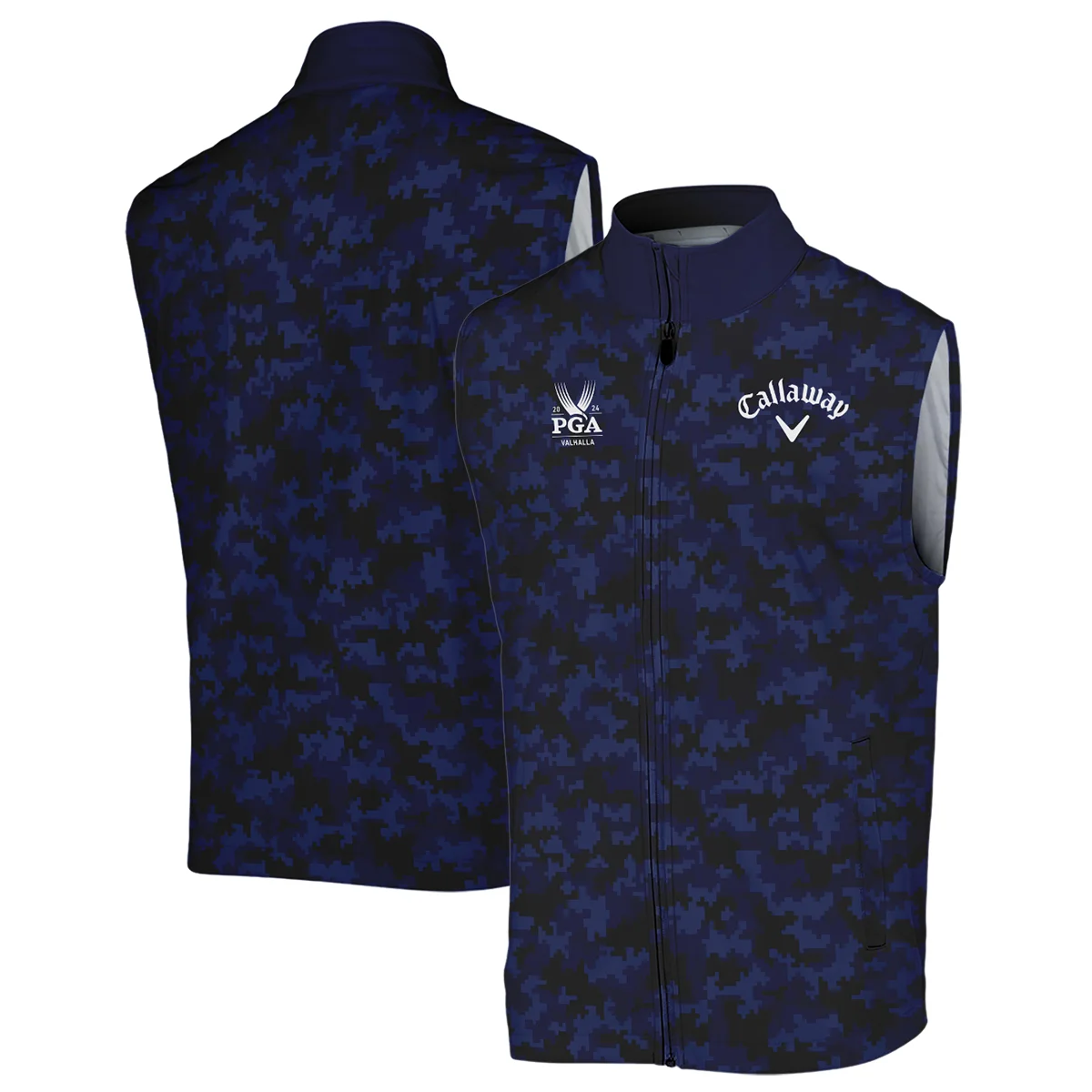 Golf 2024 PGA Championship Callaway Sleeveless Jacket Blue Camouflage Pattern Sport All Over Print Sleeveless Jacket