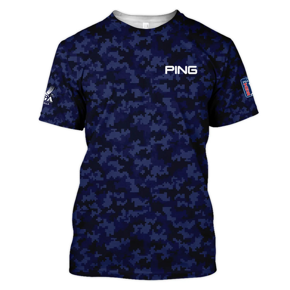 Golf 2024 PGA Championship Ping Unisex T-Shirt Blue Camouflage Pattern Sport All Over Print T-Shirt