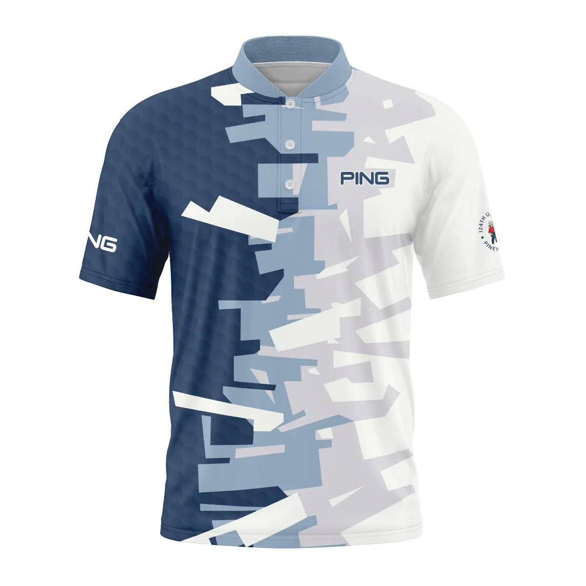 Golf Abstract Pattern 124th U.S. Open Pinehurst Ping Style Classic, Short Sleeve Round Neck Polo Shirt