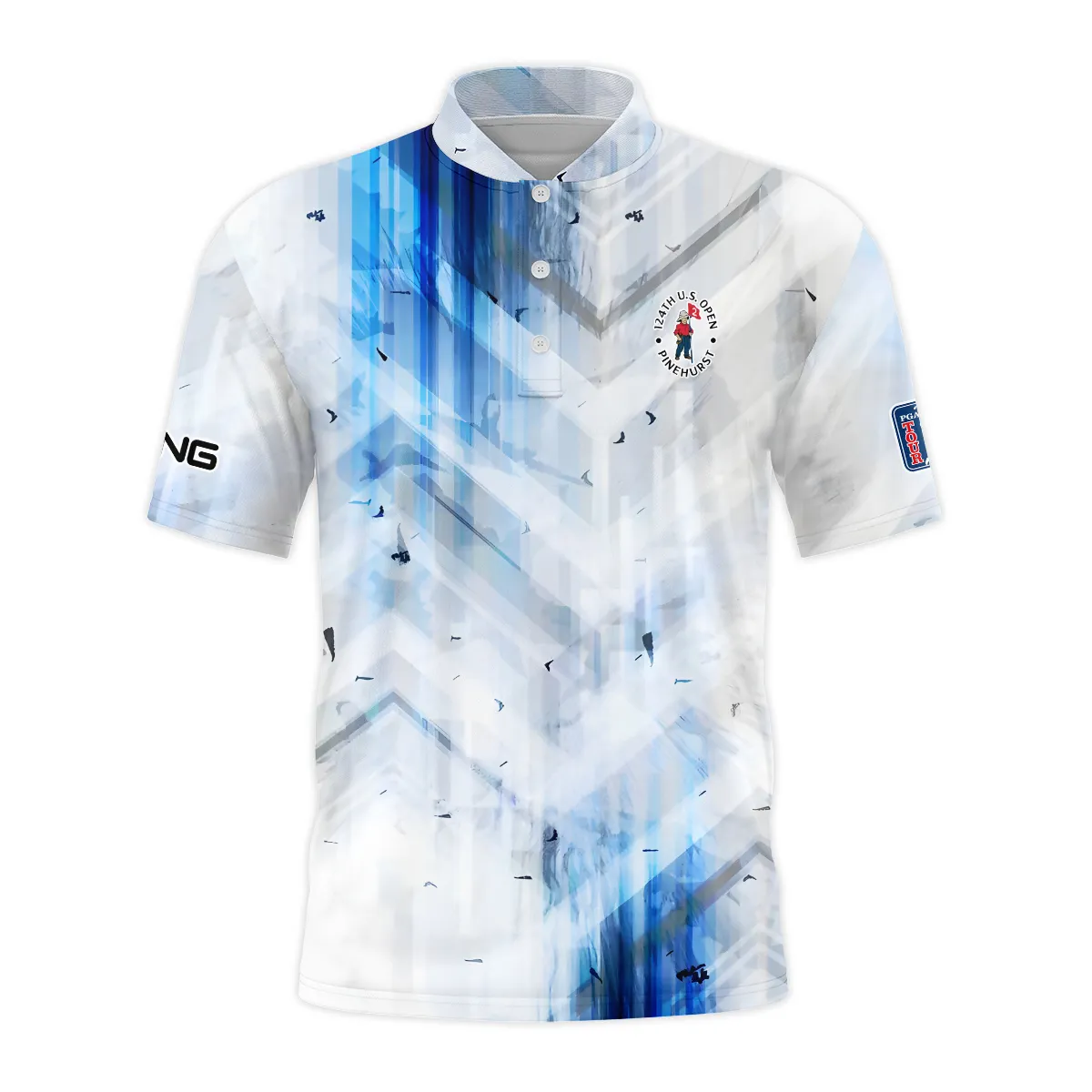 Golf Abstract Pattern 124th U.S. Open Pinehurst Ping Style Classic, Short Sleeve Round Neck Polo Shirt